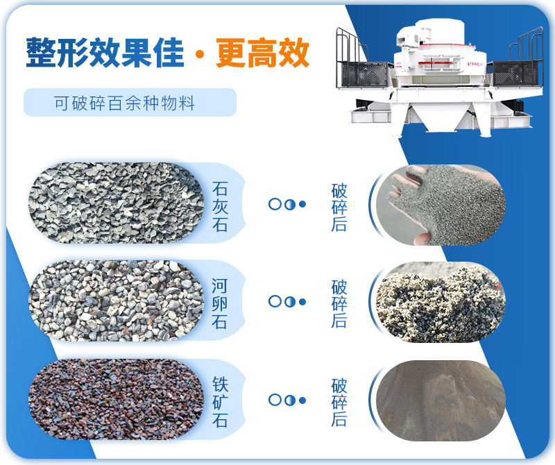 制砂機成品粒度多樣化，各種石料都不怕